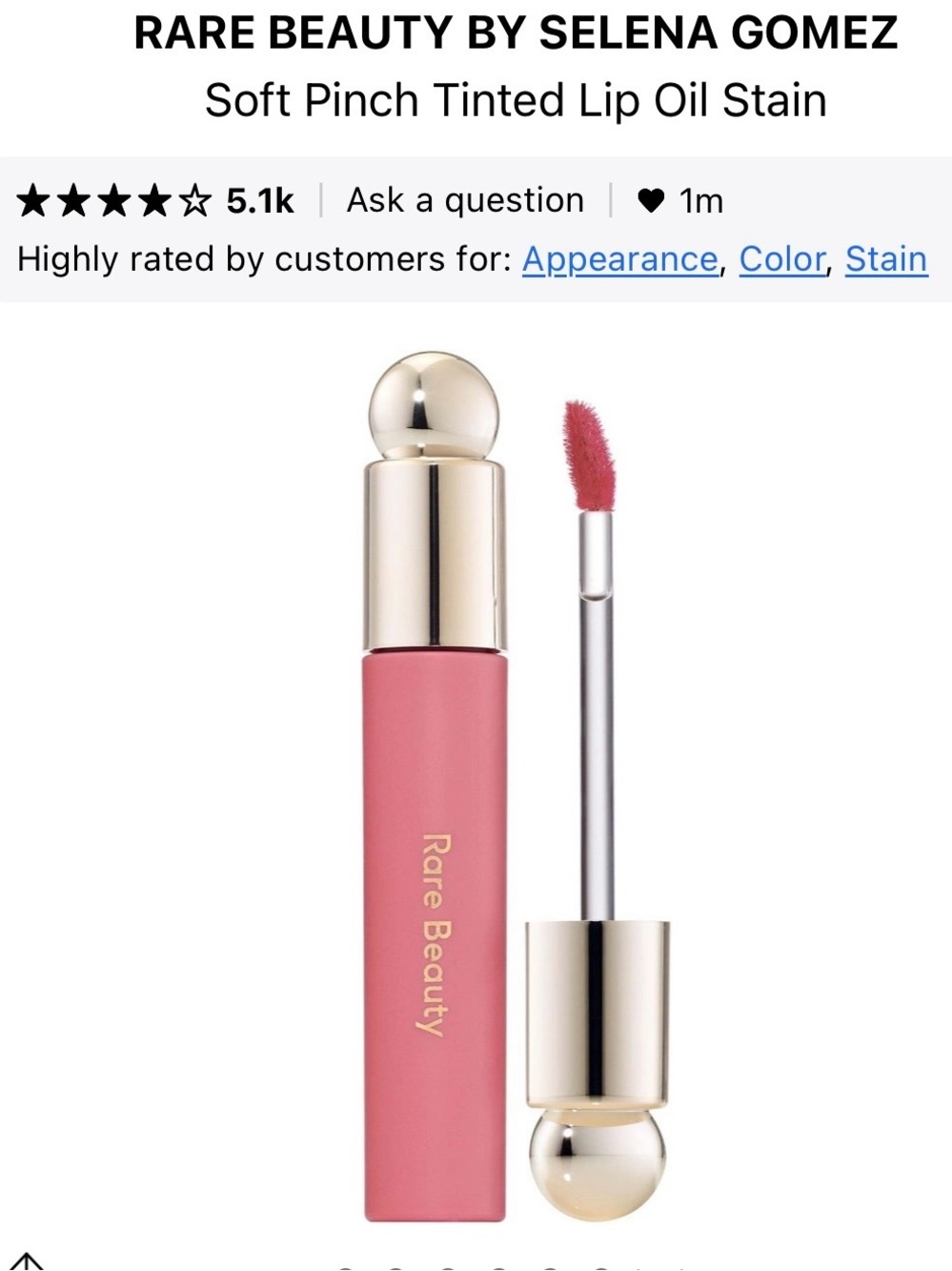 Rare Beauty Soft Pinch Tinted Lip Oil Stain — “HOPE”